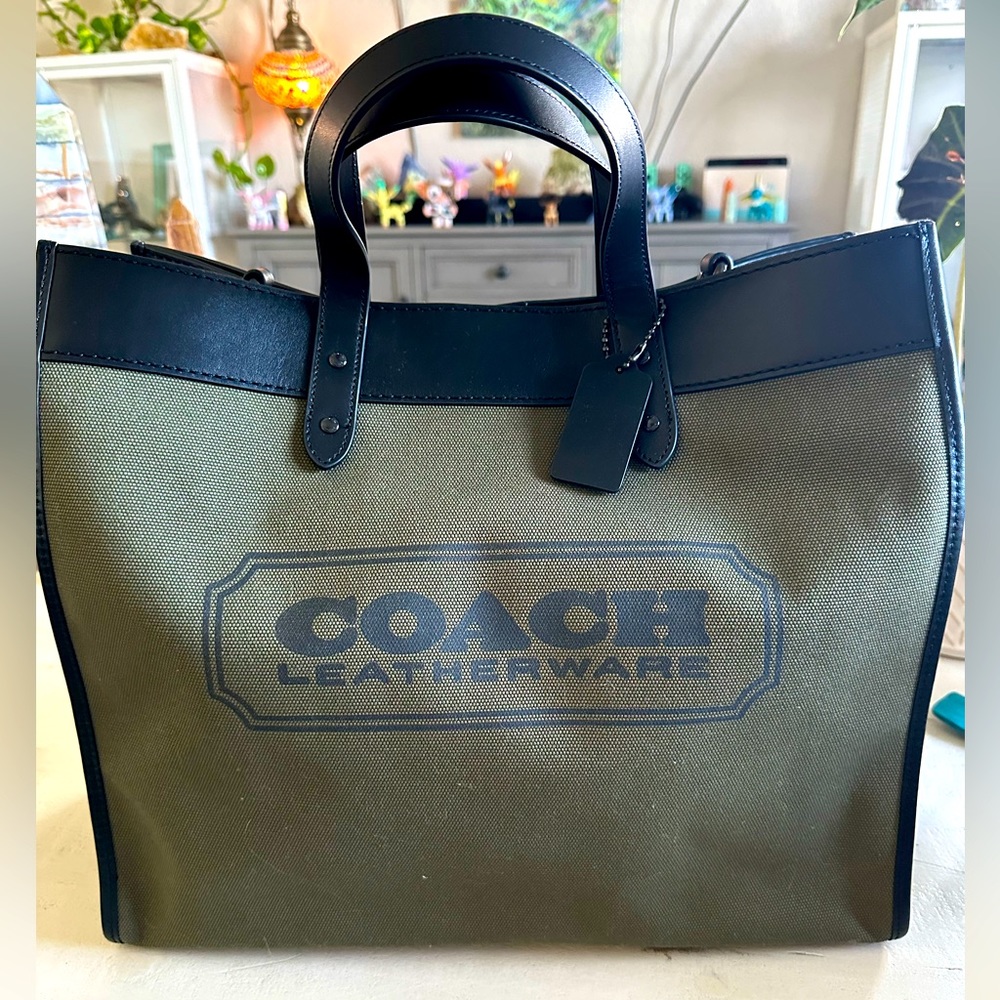 Coach Field Tote 40 In Organic Cotton Canvas With Coach Badge